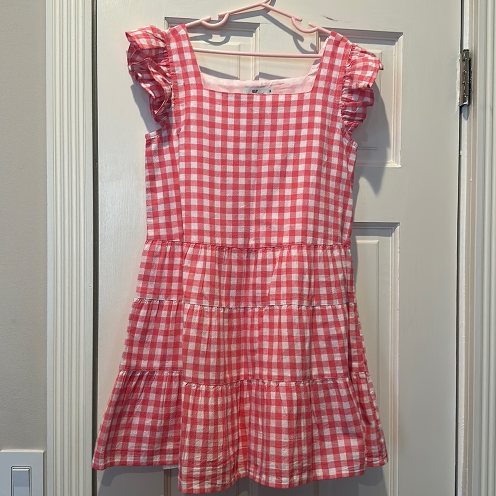 Vineyard Vines Pink Gingham Linen Dress